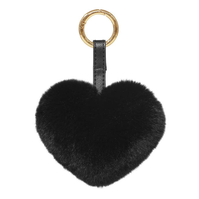 PELSNØGLERING HEART // BLACK