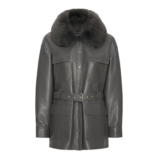 STELLA LEATHER JACKET // GREY