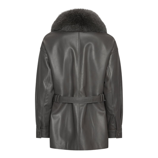 STELLA LEATHER JACKET // GREY