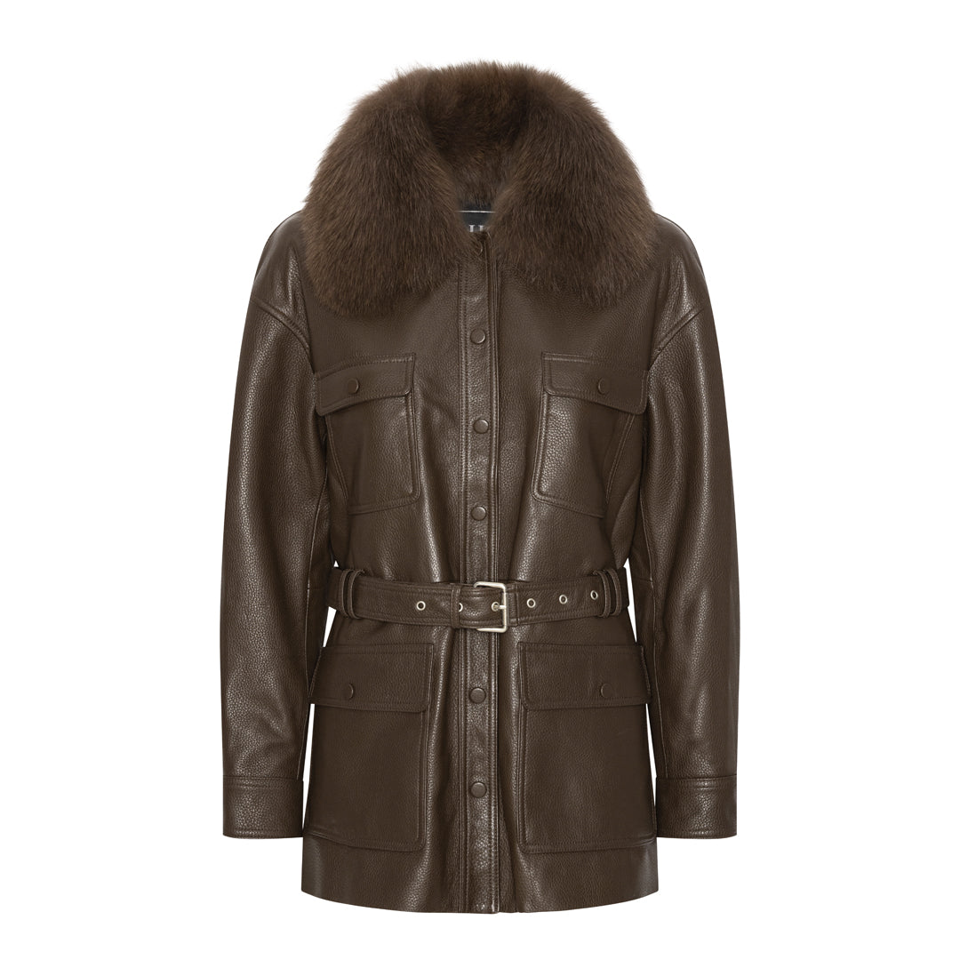 STELLA LEATHER JACKET // BROWN