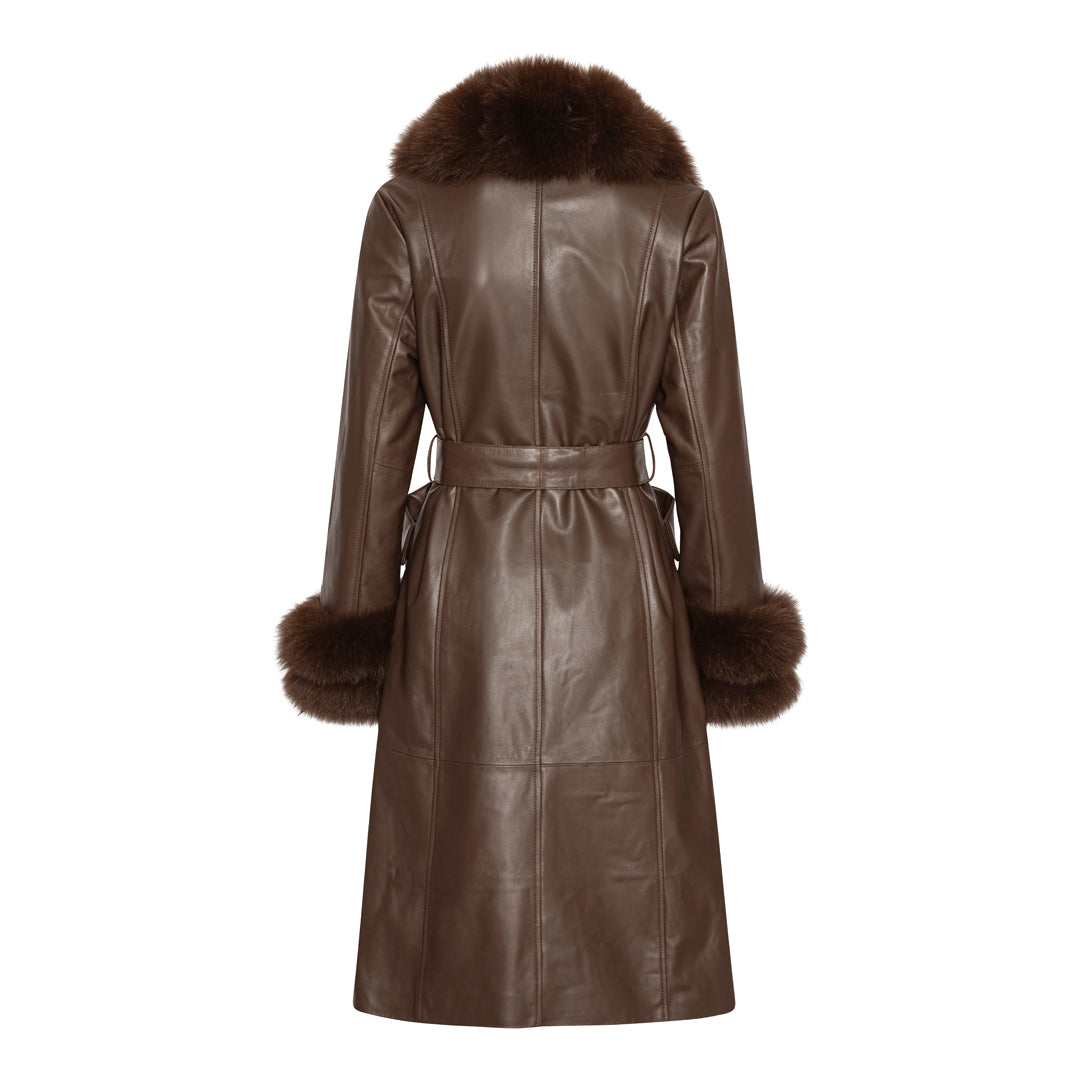 CAMPBELL LEATHER COAT // BROWN