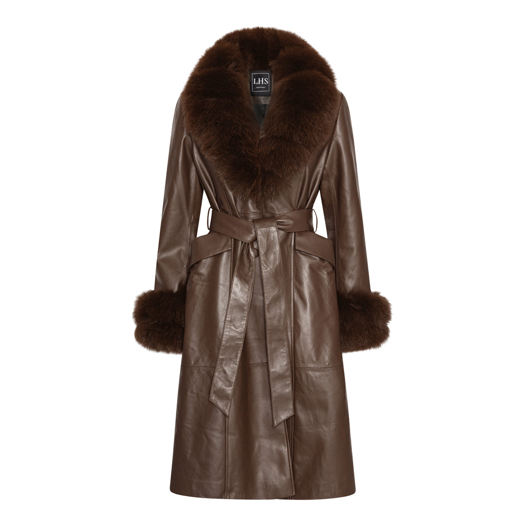 CAMPBELL LEATHER COAT // BROWN