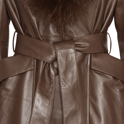 CAMPBELL LEATHER COAT // BROWN