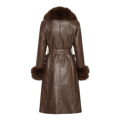 CAMPBELL LEATHER COAT // BROWN