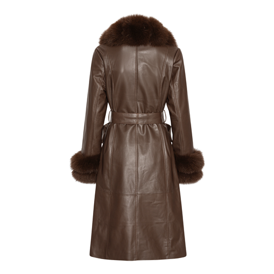 CAMPBELL LEATHER COAT // BROWN