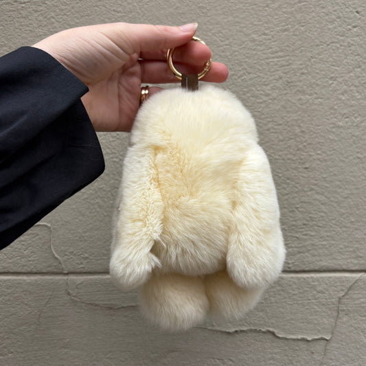 PELSNØGLERING BUNNY 18 CM // LIGHT YELLOW