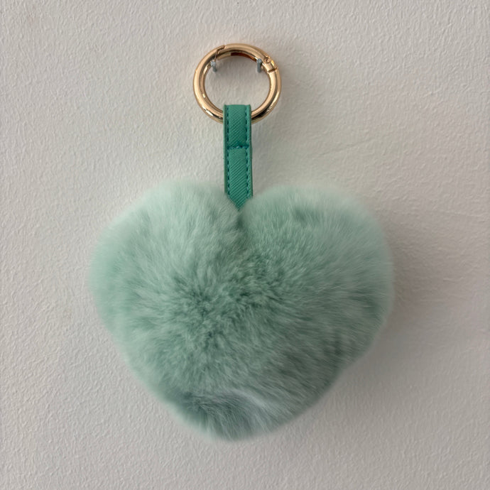 PELSNØGLERING HEART // TURQUOISE