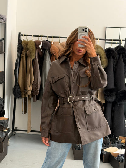 STELLA LEATHER JACKET // BROWN WITHOUT FUR