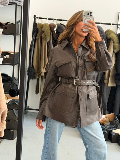 STELLA LEATHER JACKET // BROWN WITHOUT FUR