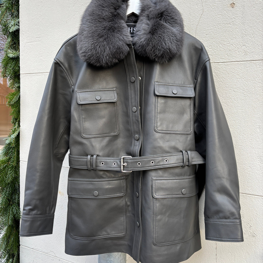 STELLA JACKET // GREY LEATHER