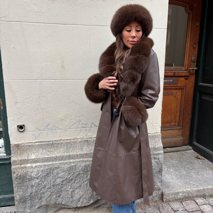 CAMPBELL LEATHER COAT // BROWN