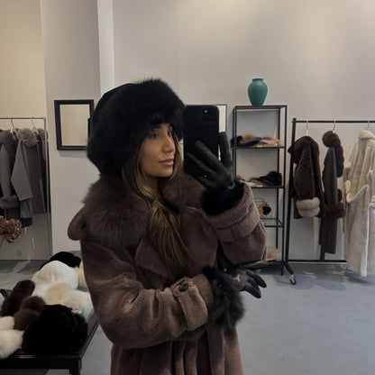 LEATHER GLOVES WITH FUR // BLACK