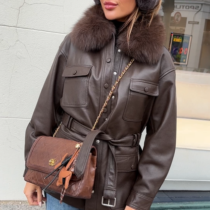 STELLA LEATHER JACKET // BROWN