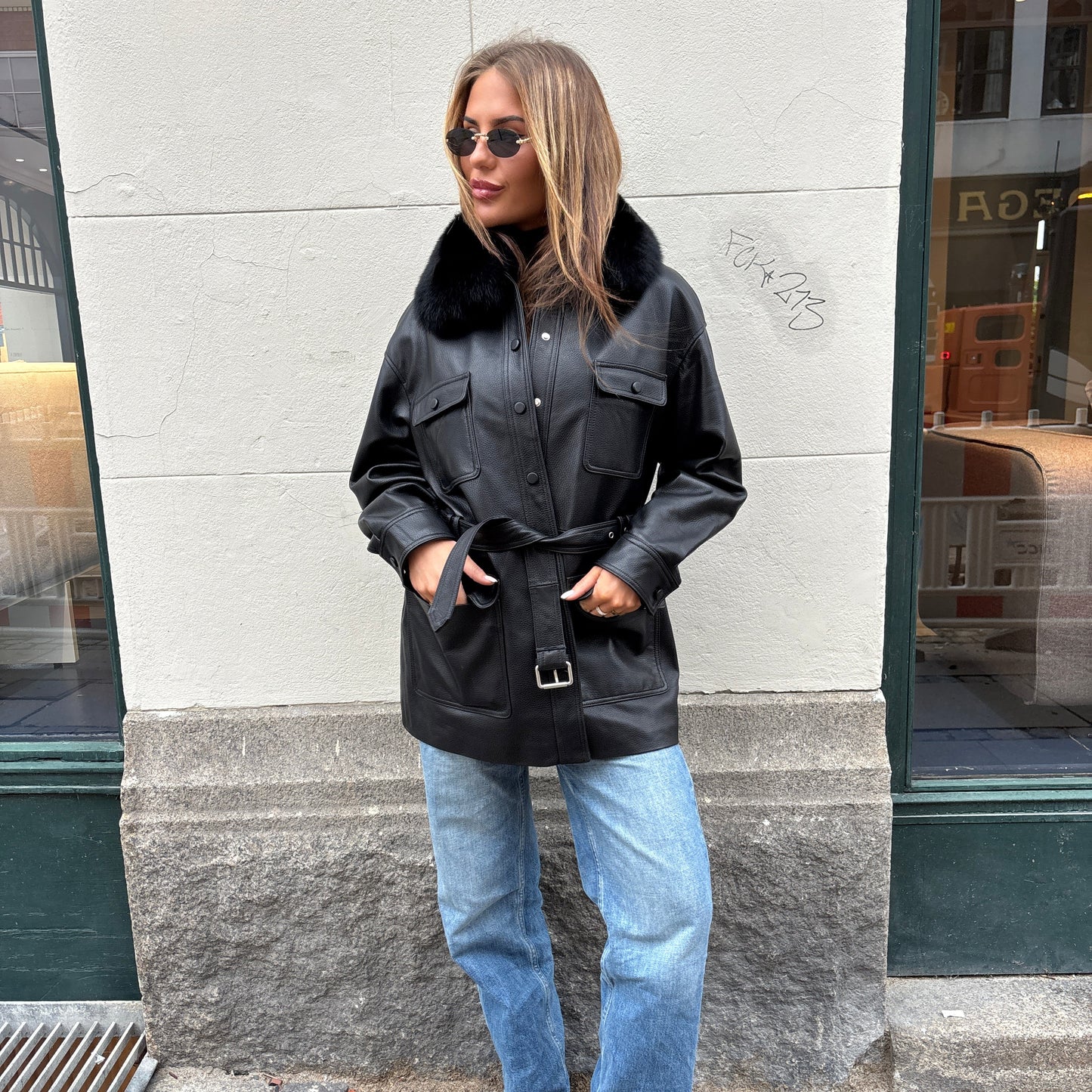 STELLA LEATHER JACKET // BLACK (Sample)