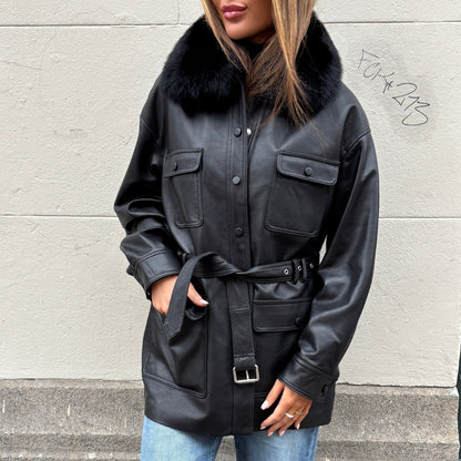 STELLA LEATHER JACKET // BLACK (Sample)