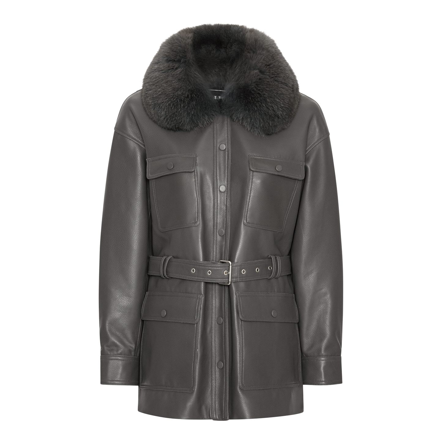 STELLA LEATHER JACKET // GREY