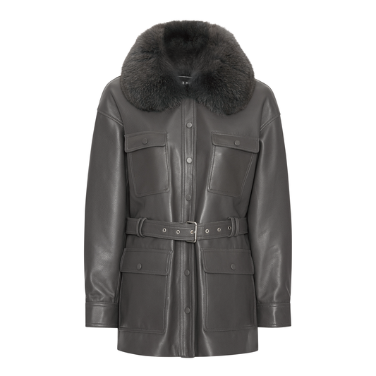 STELLA LEATHER JACKET // GREY