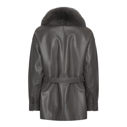 STELLA LEATHER JACKET // GREY