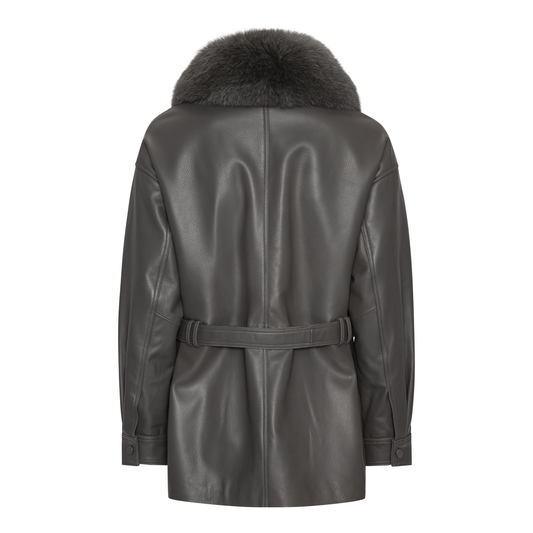 STELLA LEATHER JACKET // GREY