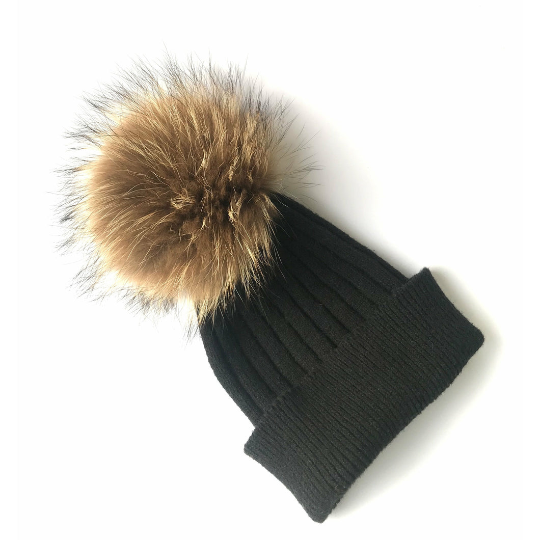 Knitted Hat // Black - LHS fur