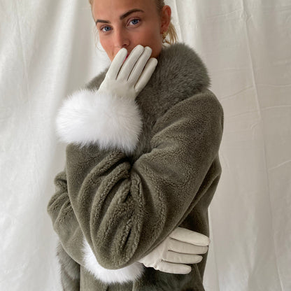 LEATHER GLOVES WITH FUR // WHITE